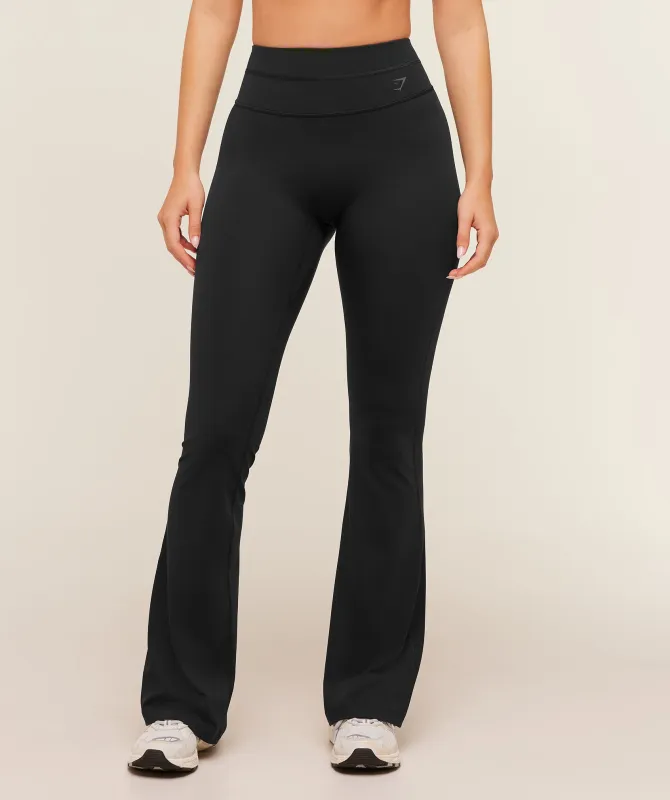 Gymshark Crossover Back Flared Leggings - Black made by Gymshark