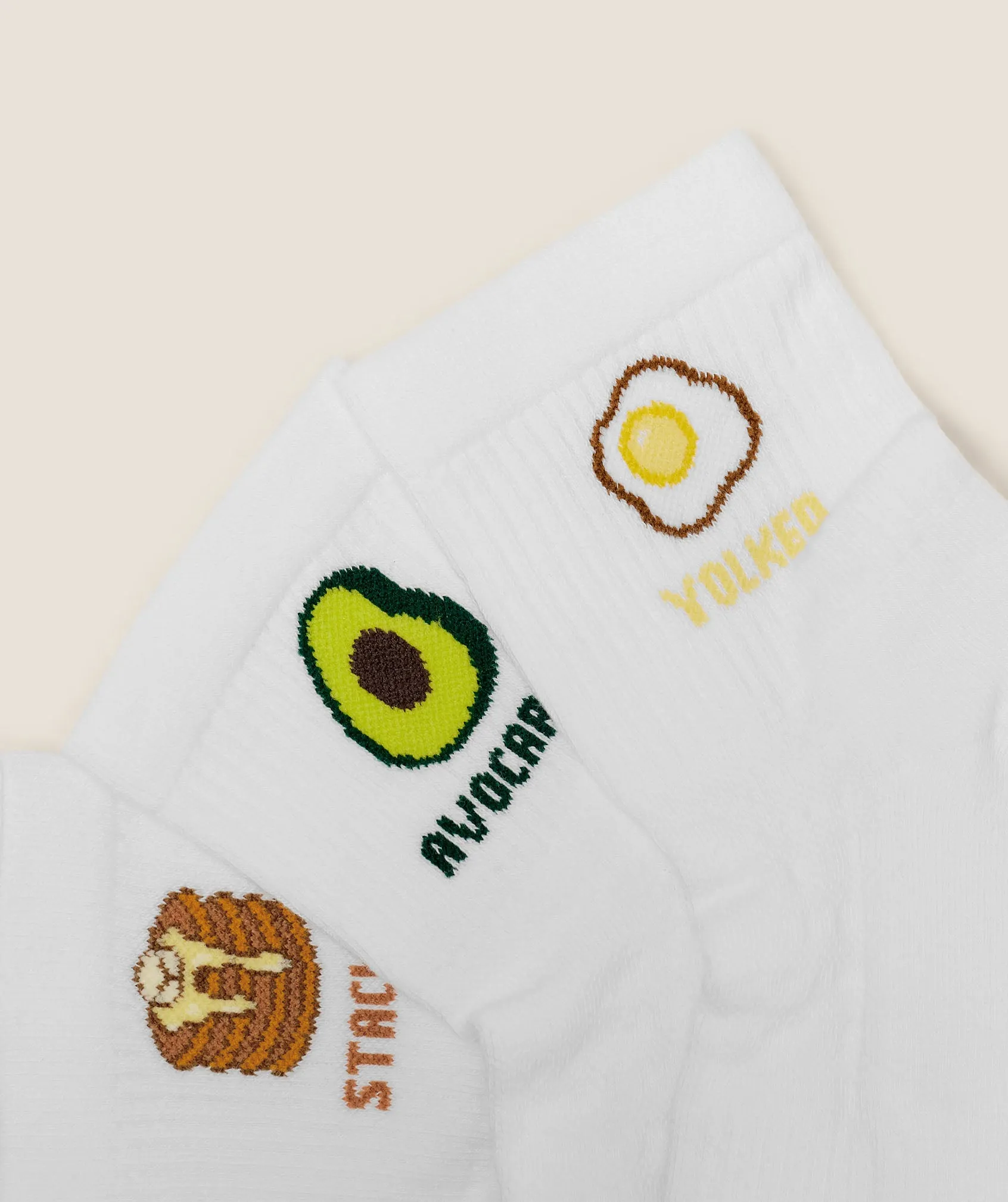 Gymshark Breakfast Graphic Midi Socks 3pk - White sold by Gymshark product image thumbnail 2