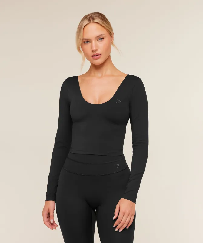 Gymshark Crossover Back Long Sleeve Top - Black made by Gymshark