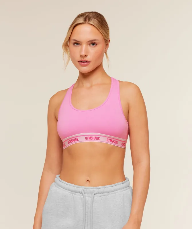 Gymshark Elastic Branded Racerback Cotton Bralette - Focus Pink made by Gymshark