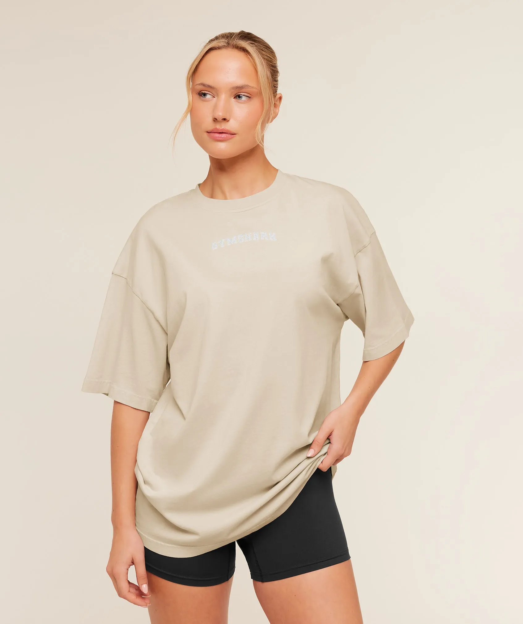 Gymshark Chainstitch Graphic Short Sleeve T-Shirt - Pebble Grey/Wash sold by Gymshark