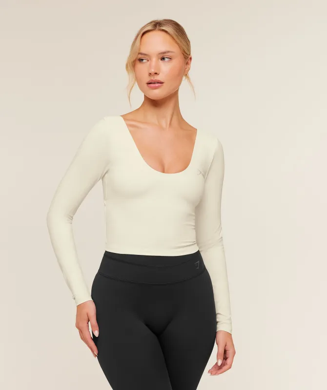 Gymshark Crossover Back Long Sleeve Top - Soft White made by Gymshark
