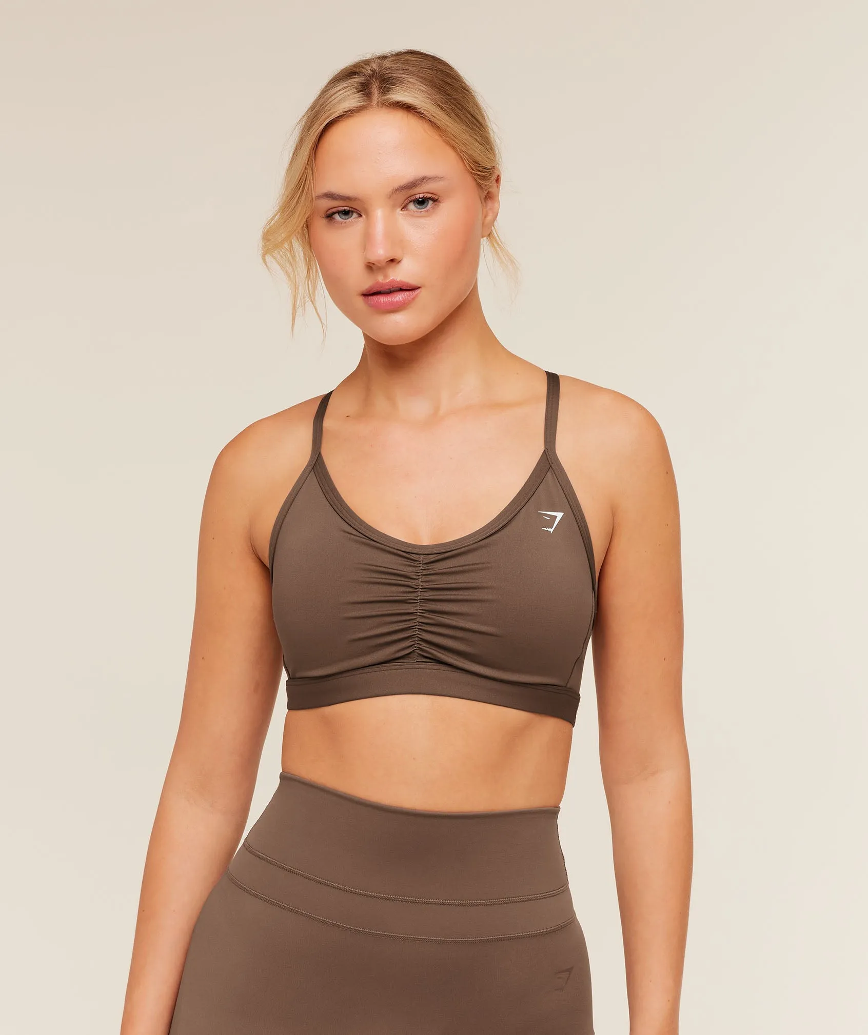 Gymshark Ruched Sports Bra - Soft Brown sold by Gymshark