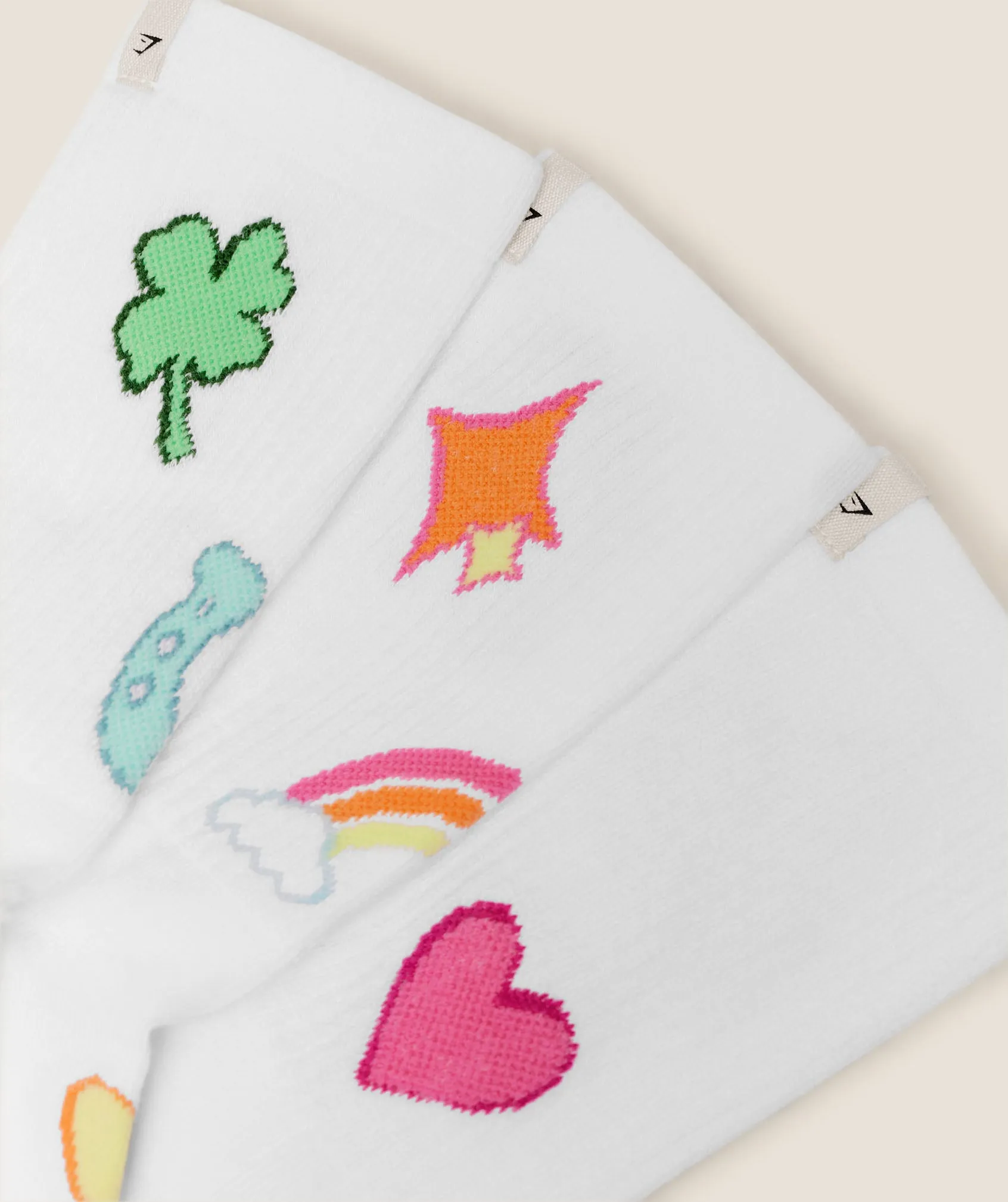 Gymshark Lucky Graphic Crew Socks 3pk - White sold by Gymshark product image thumbnail 2