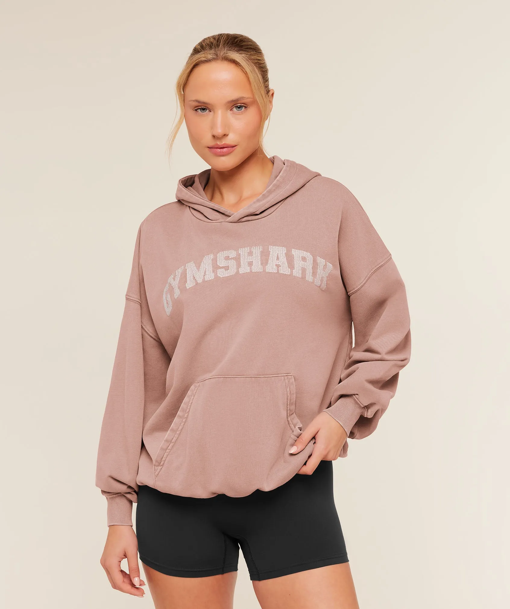 Gymshark Chainstitch Graphic Hoodie - Chestnut Pink/Wash sold by Gymshark