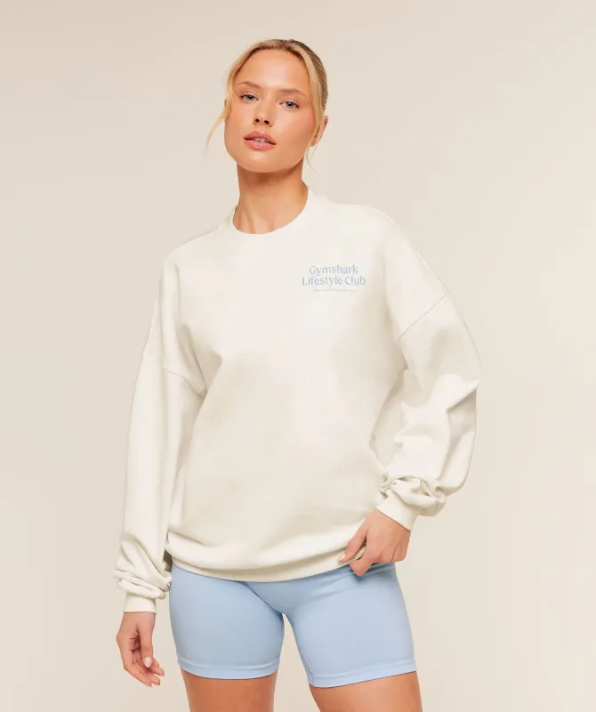 Gymshark Lifestyle Club Graphic Sweatshirt - Soft White made by Gymshark