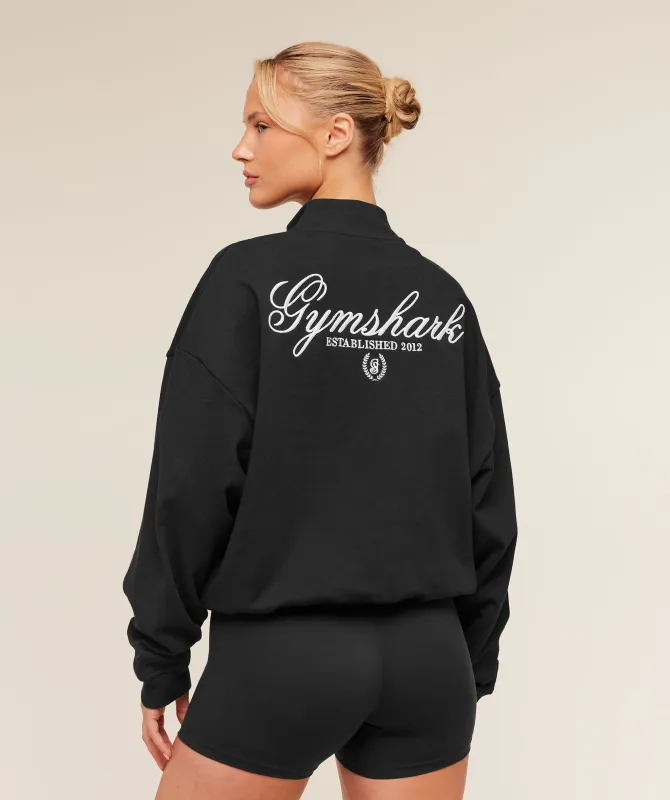 Gymshark Script Embroidery Oversized Zip Through - Black made by Gymshark