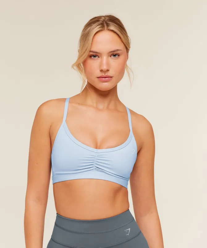 Gymshark Ruched Strappy Sports Bra - Chilled Blue made by Gymshark