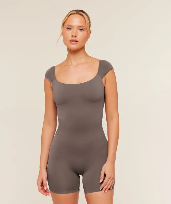 Gymshark Soft Sculpt Cap Sleeve All-In-One - Cool Brown made by Gymshark
