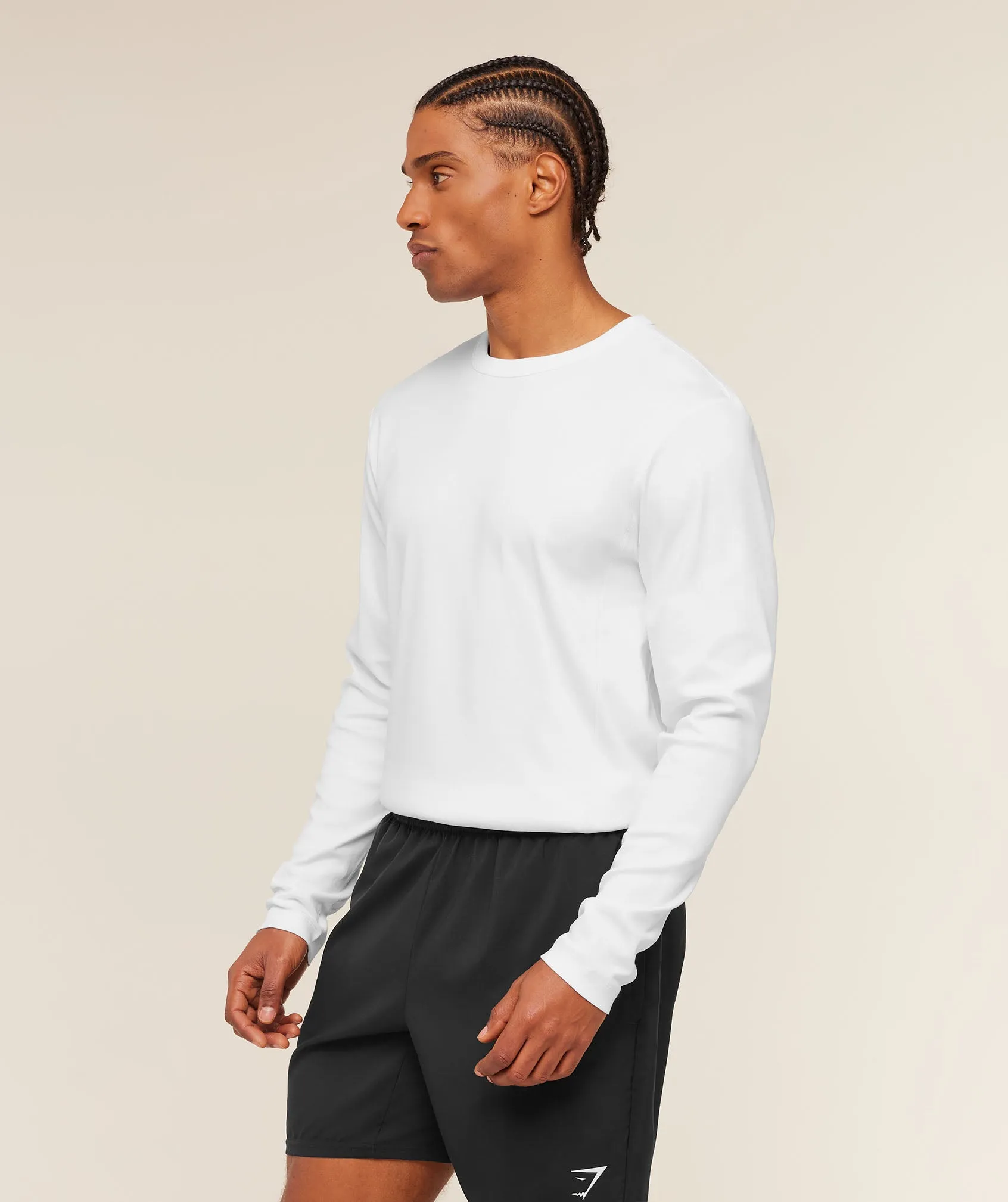 Gymshark Off Duty Long Sleeve T-Shirt - White sold by Gymshark product image thumbnail 3