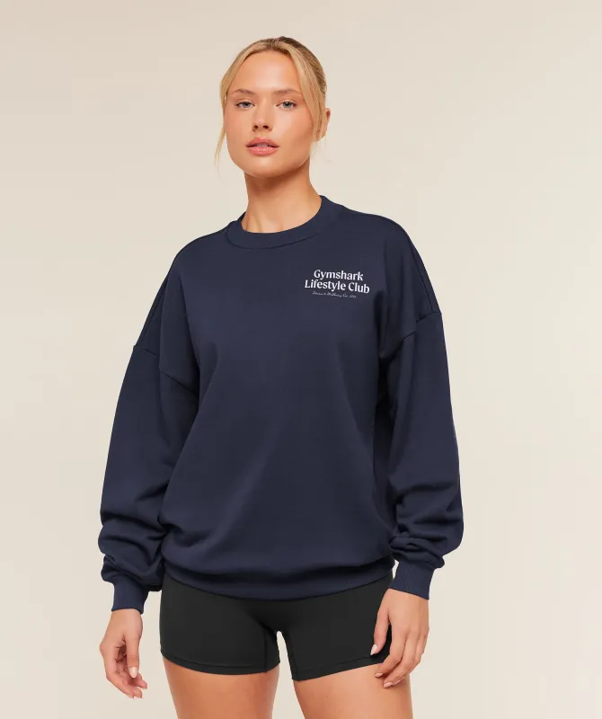 Gymshark Lifestyle Club Graphic Sweatshirt - Heavy Blue made by Gymshark