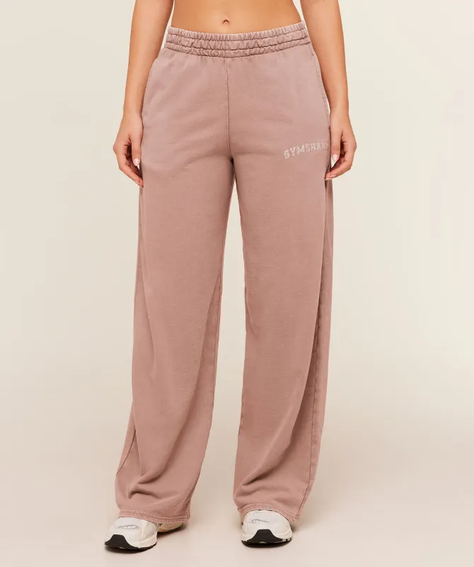 Gymshark Chainstitch Graphic Wide Leg Joggers - Chestnut Pink/Wash made by Gymshark