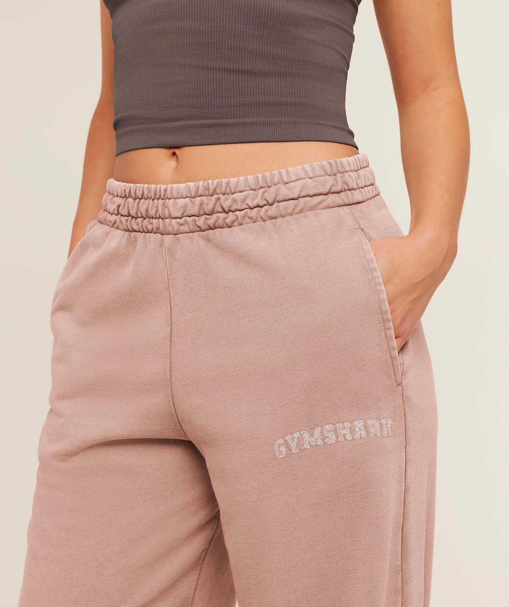 Gymshark Chainstitch Graphic Wide Leg Joggers - Chestnut Pink/Wash sold by Gymshark product image thumbnail 5