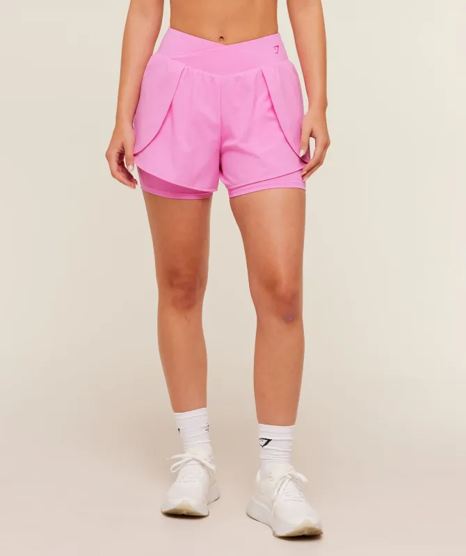 Gymshark Crossover 2-in-1 Shorts - Focus Pink made by Gymshark