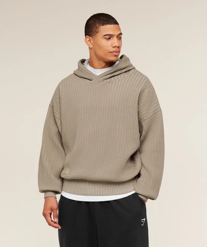 Gymshark x Saalt Studios Knitted Hoodie - Cement Brown/Oat White made by Gymshark