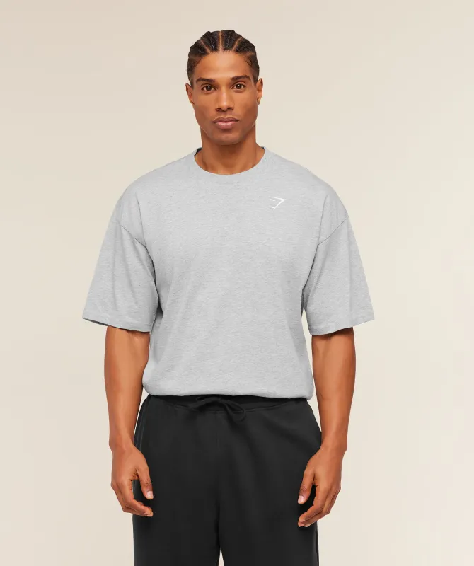 Gymshark Crest Oversized T-Shirt - Light Grey Core Marl made by Gymshark