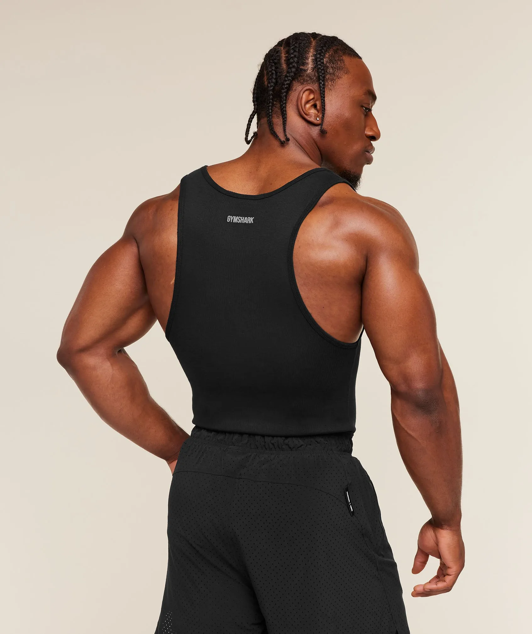 Gymshark x CBUM Ribbed Tank - Black sold by Gymshark product image thumbnail 2