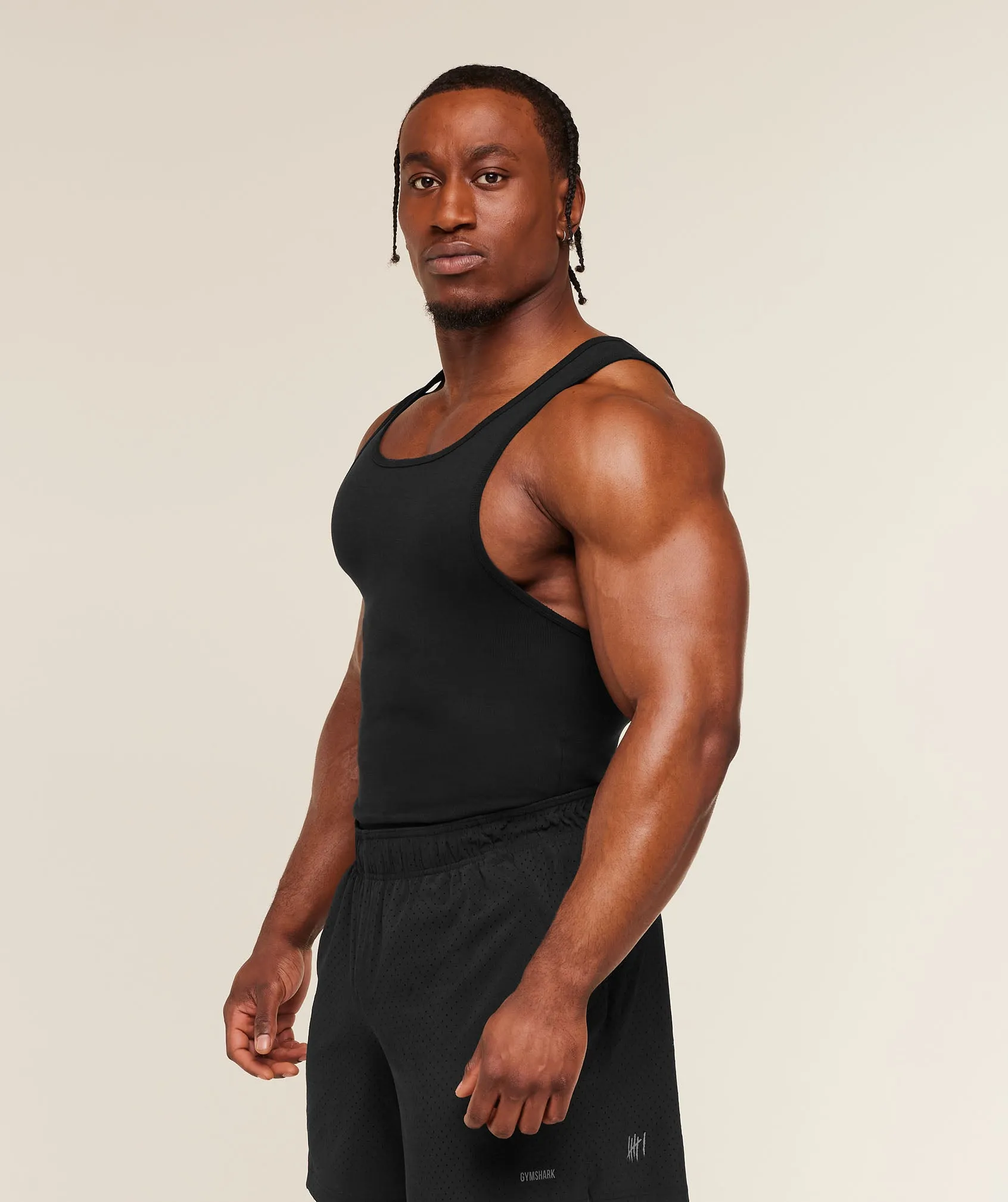 Gymshark x CBUM Ribbed Tank - Black sold by Gymshark product image thumbnail 3