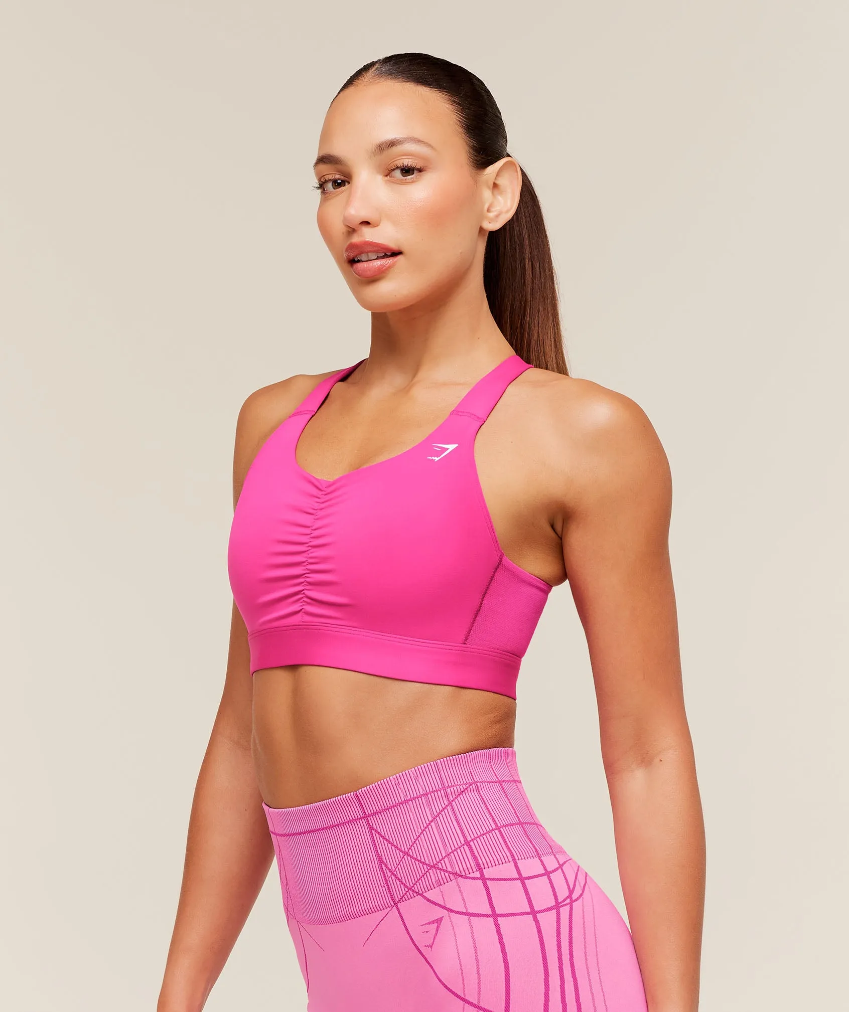 Gymshark High Support Ruched Sports Bra - Super-Set Pink sold by Gymshark product image thumbnail 3