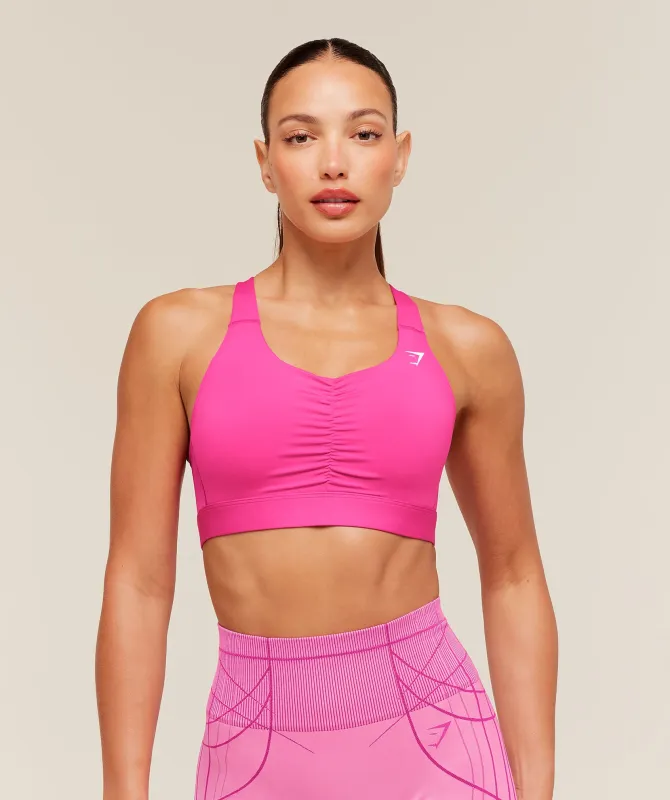 Gymshark High Support Ruched Sports Bra - Super-Set Pink made by Gymshark