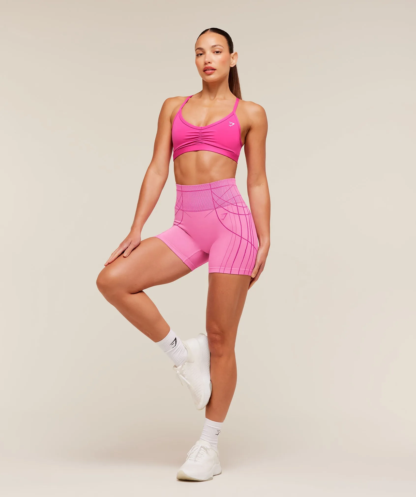 Gymshark Ruched Strappy Sports Bra - Super-Set Pink sold by Gymshark product image thumbnail 4