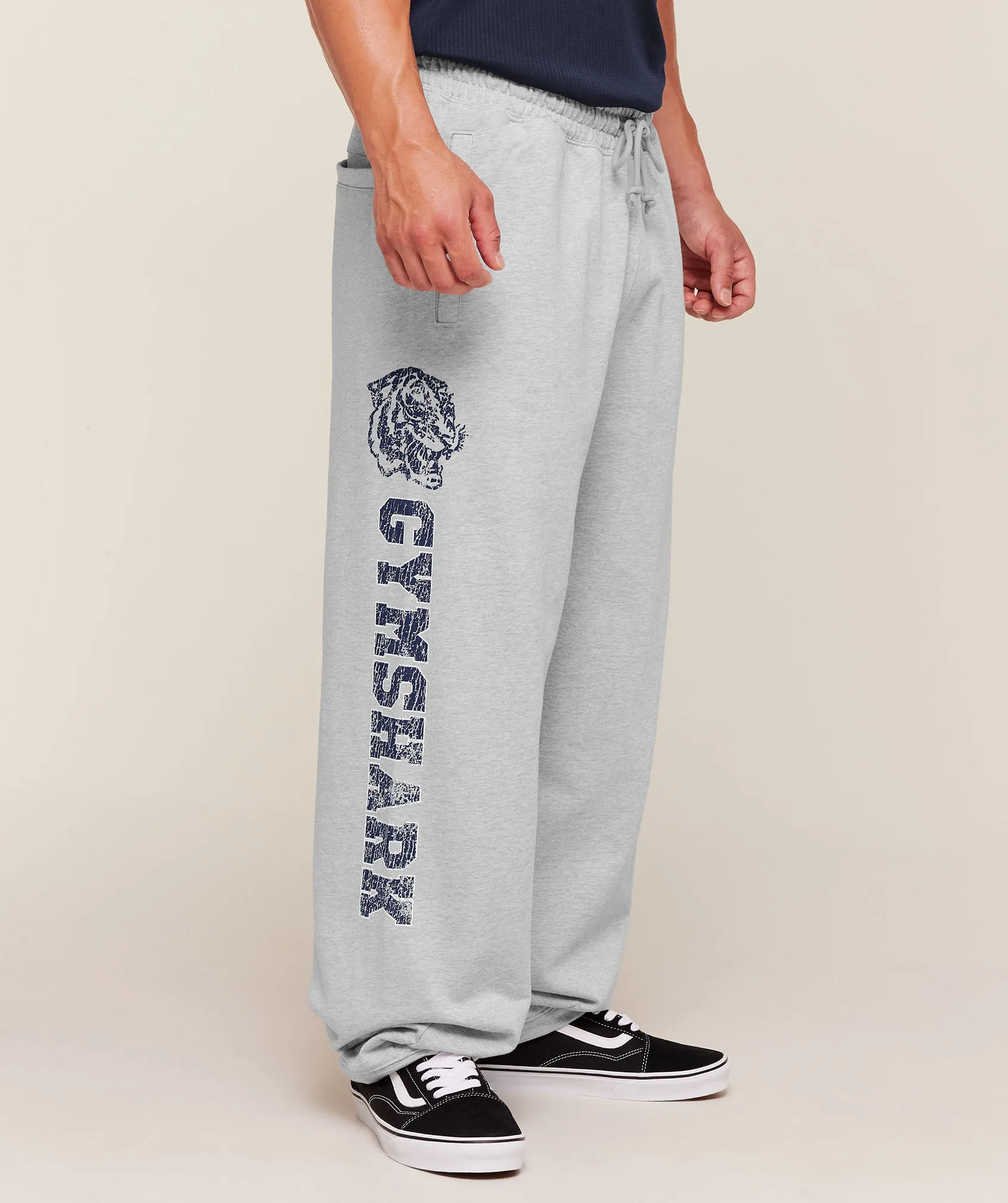 Gymshark Retro Collegiate Graphic Wide Leg Pants - Bros Soft Grey Marl sold by Gymshark product image thumbnail 4