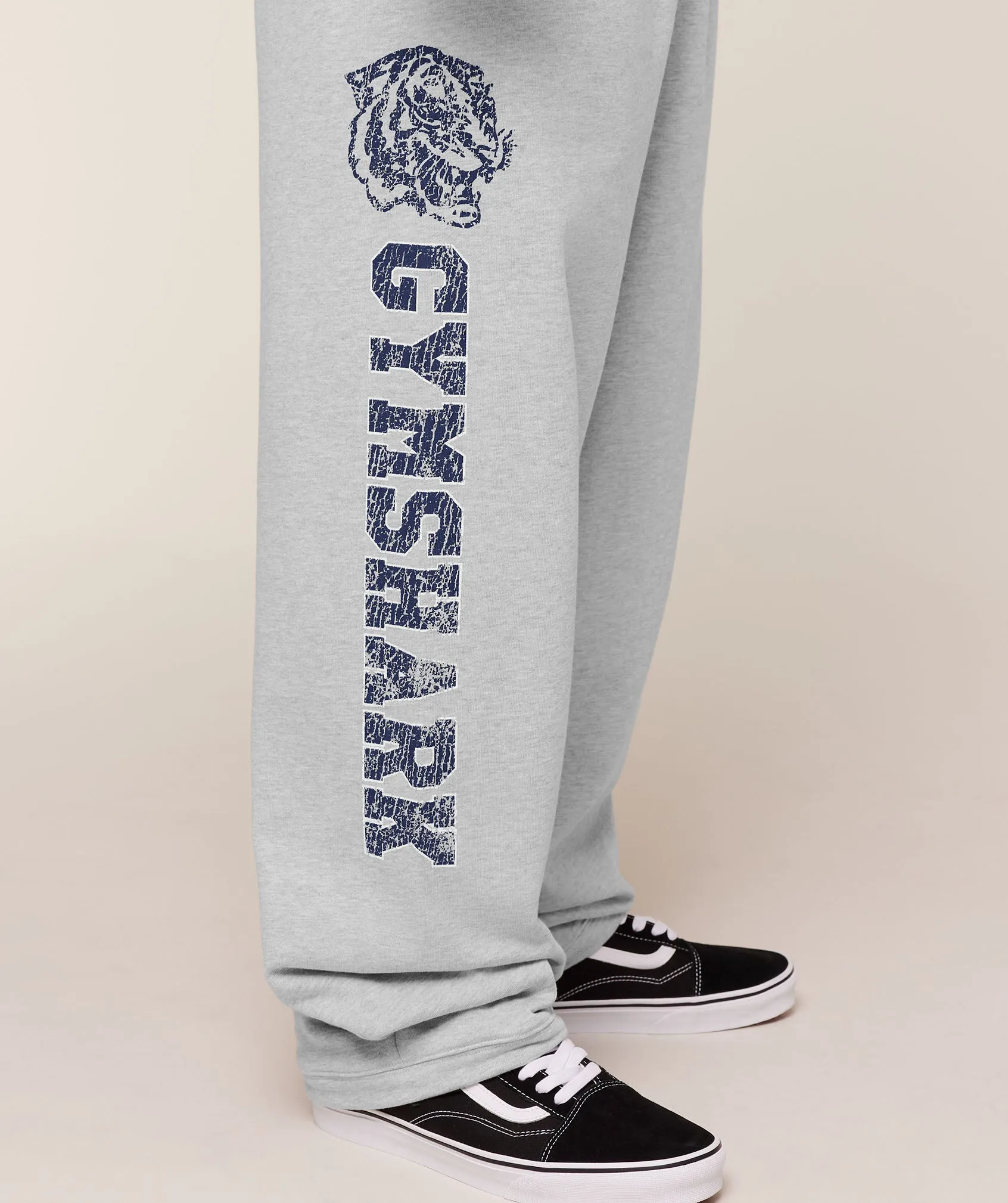 Gymshark Retro Collegiate Graphic Wide Leg Pants - Bros Soft Grey Marl sold by Gymshark product image thumbnail 5
