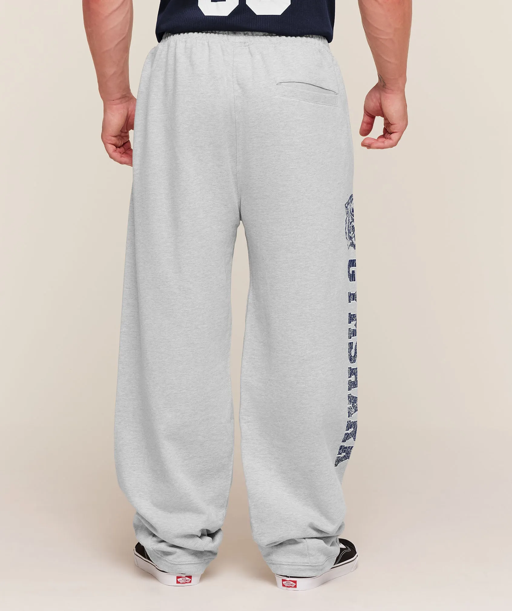 Gymshark Retro Collegiate Graphic Wide Leg Pants - Bros Soft Grey Marl sold by Gymshark product image thumbnail 2
