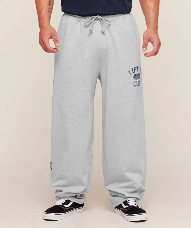 Gymshark Retro Collegiate Graphic Wide Leg Pants - Bros Soft Grey Marl made by Gymshark