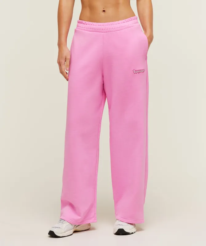 Gymshark Script Embroidery Wide Leg Pants - Focus Pink made by Gymshark
