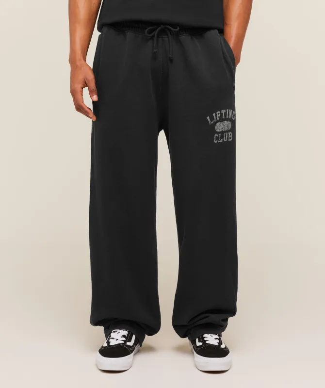 Gymshark Retro Collegiate Graphic Wide Leg Pants - Black made by Gymshark