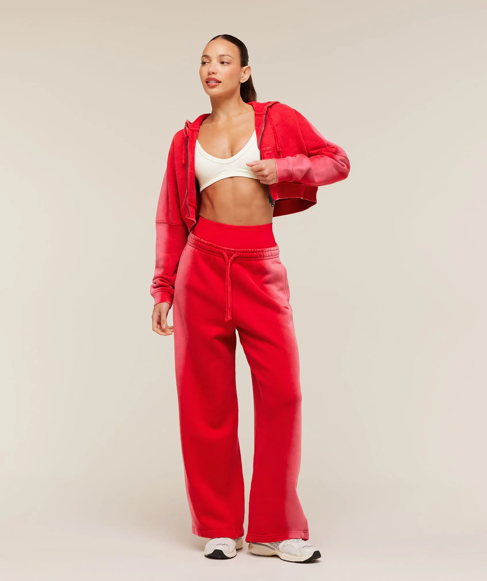 Gymshark Pump Washed Zip Through Hoodie - Carmine Red/Soft White sold by Gymshark product image thumbnail 4