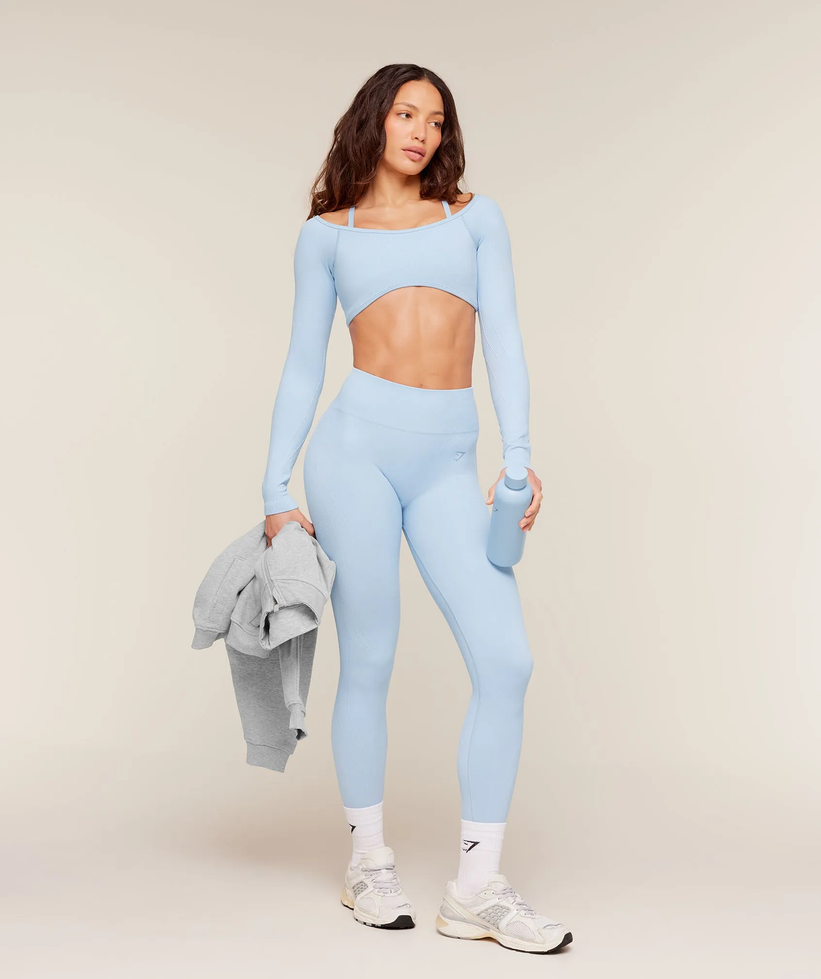 Gymshark Poise Long Sleeve Top - Chilled Blue sold by Gymshark product image thumbnail 4