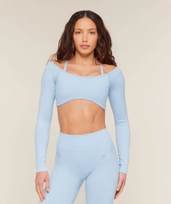 Gymshark Poise Long Sleeve Top - Chilled Blue made by Gymshark