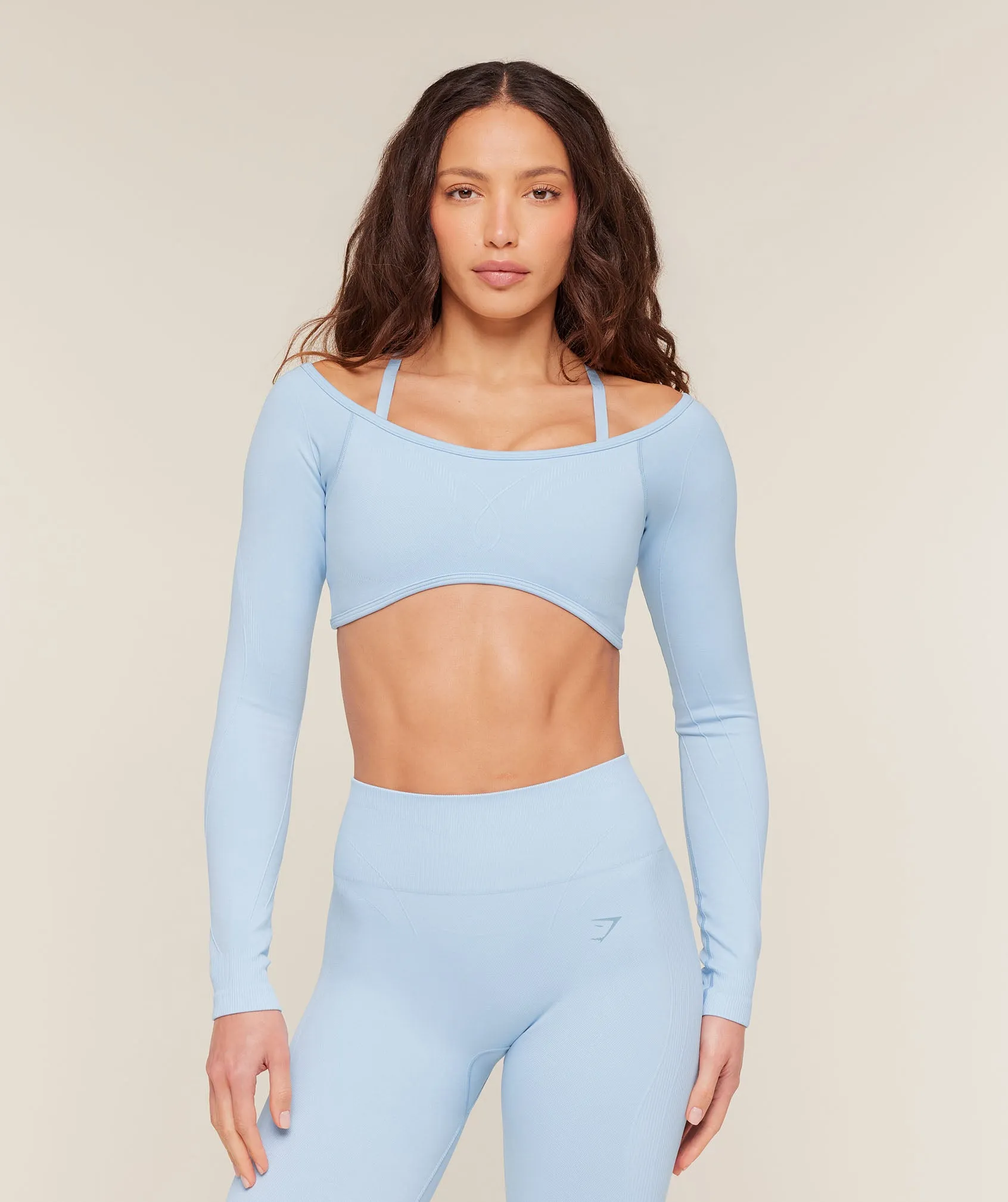 Gymshark Poise Long Sleeve Top - Chilled Blue sold by Gymshark