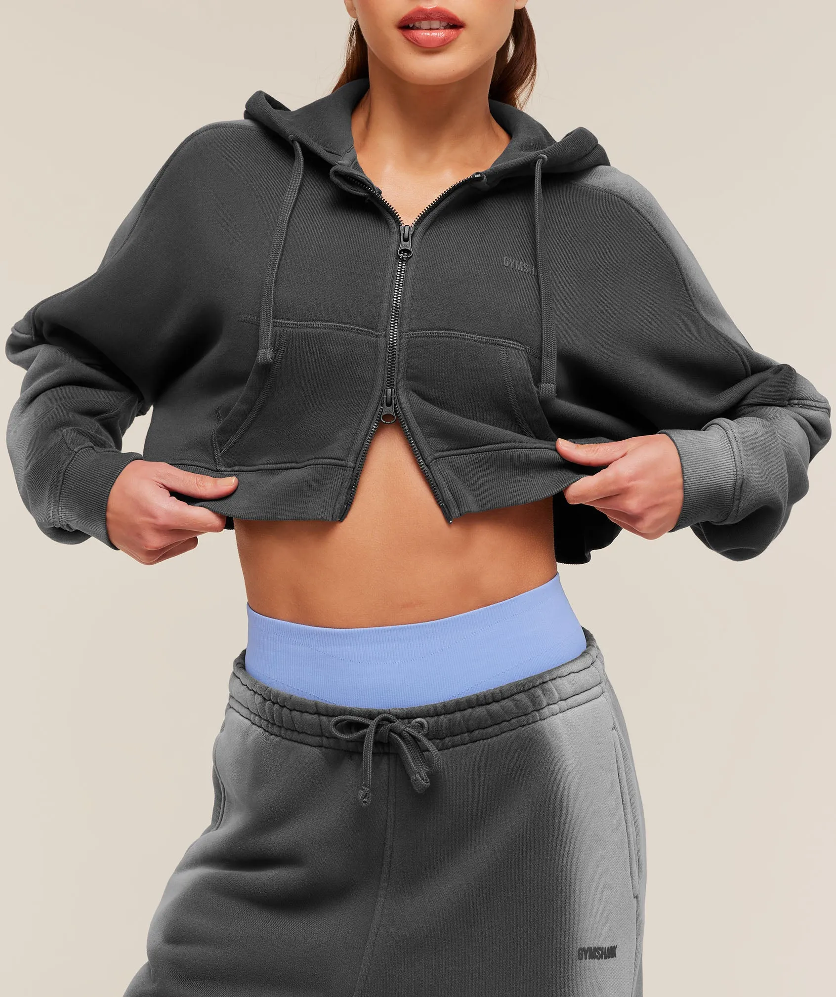 Gymshark Pump Washed Zip Through Hoodie - Onyx Grey/Stratus Grey sold by Gymshark product image thumbnail 5