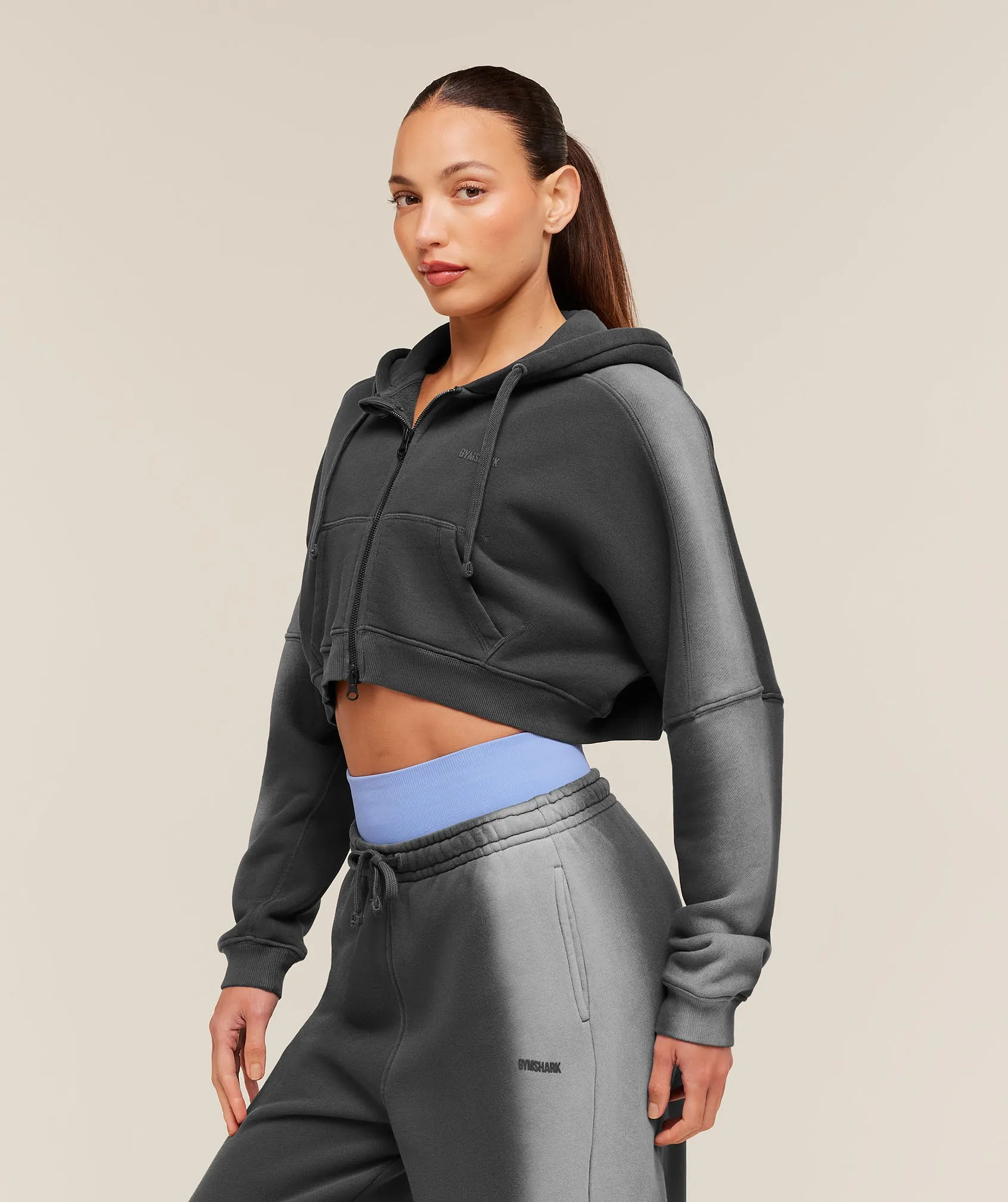 Gymshark Pump Washed Zip Through Hoodie - Onyx Grey/Stratus Grey sold by Gymshark product image thumbnail 3