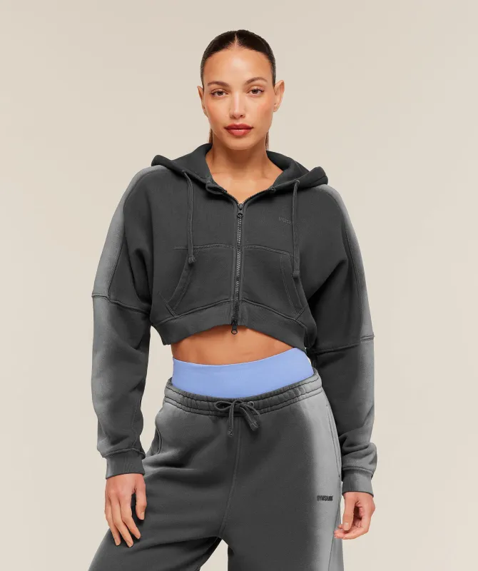 Gymshark Pump Washed Zip Through Hoodie - Onyx Grey/Stratus Grey made by Gymshark