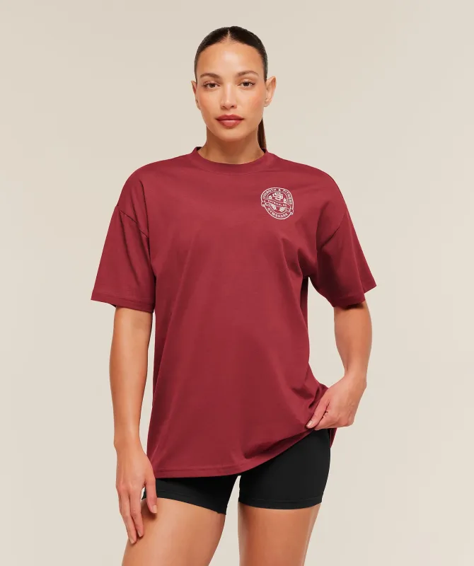 Gymshark Strength and Fitness Crest Graphic T-Shirt - Athletic Burgundy made by Gymshark