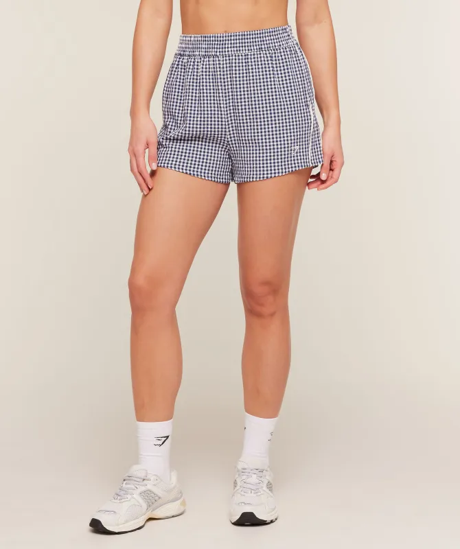 Gymshark Gingham Shorts - Indigo Purple/Soft White made by Gymshark