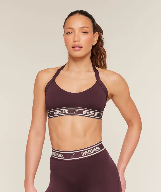 Gymshark Light Support Halter Neck Logo Sports Bra - Cherry Purple made by Gymshark