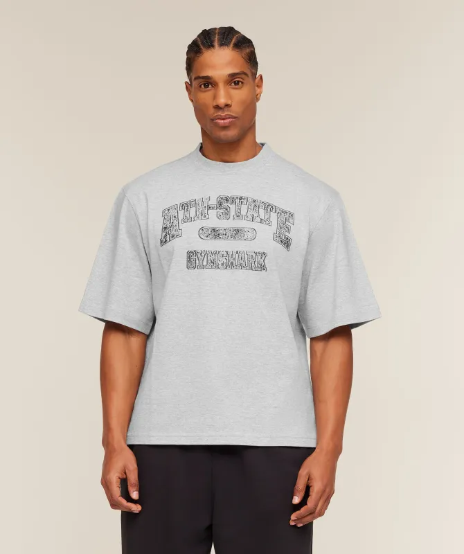 Gymshark Ath-State Graphic T-Shirt - Light Grey Core Marl made by Gymshark