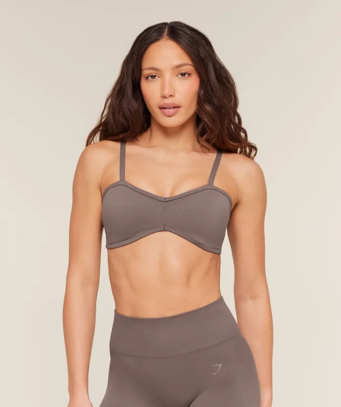 Gymshark Poise Light Support Seamless Sports Bra - Cool Brown made by Gymshark