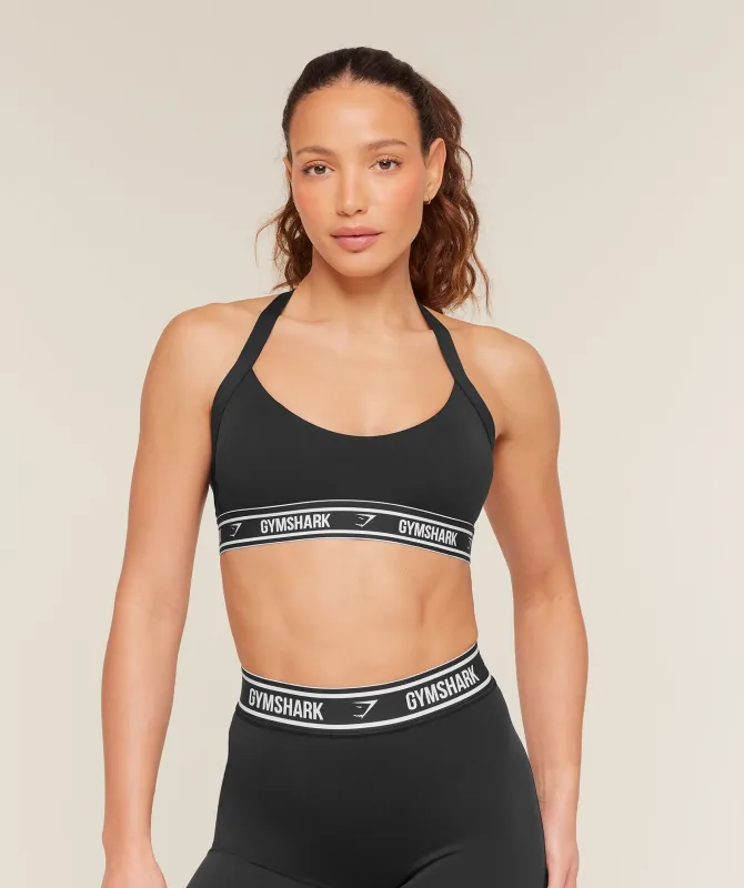 Gymshark Light Support Halter Neck Logo Sports Bra - Black made by Gymshark
