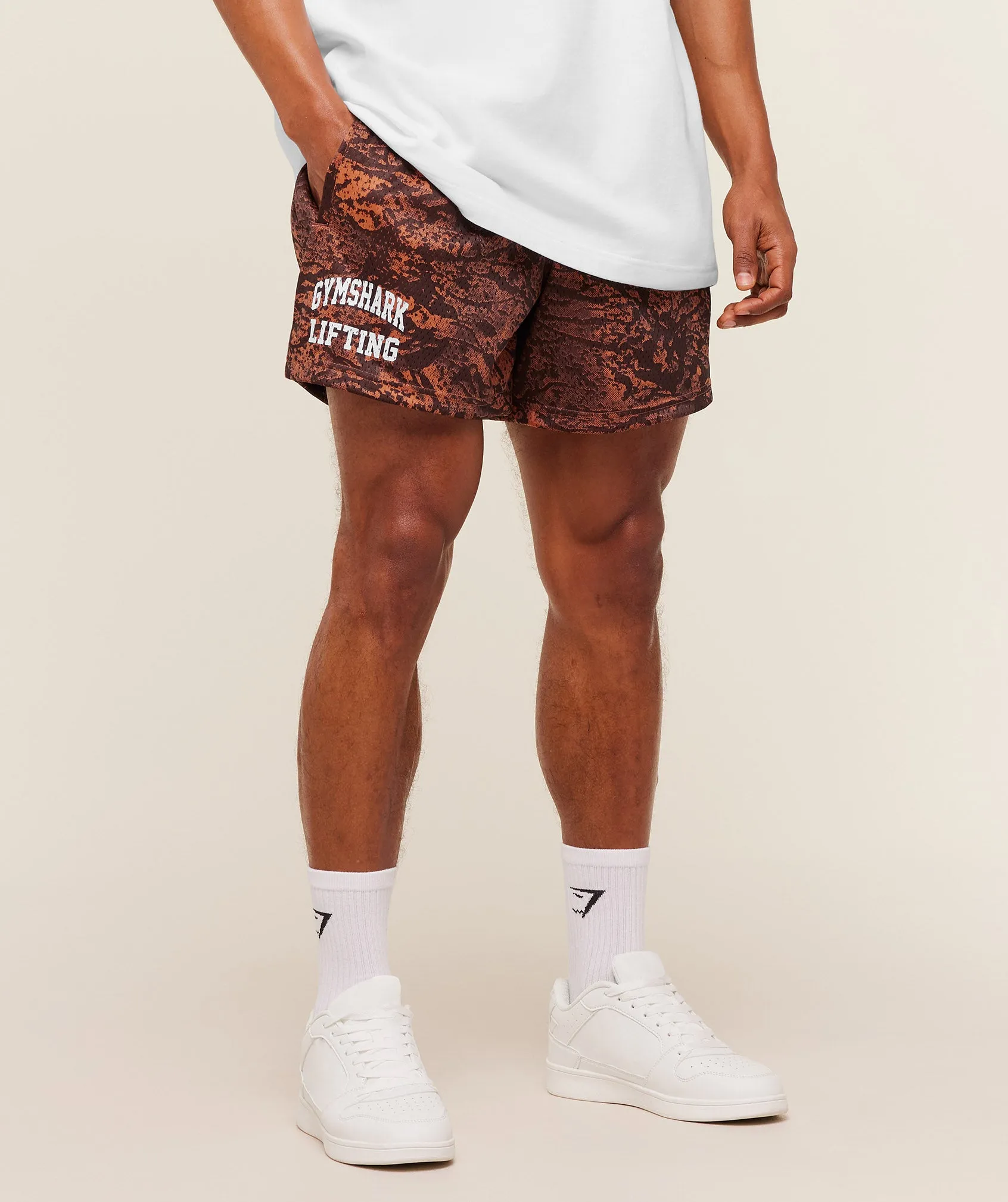 Gymshark Lifting Mesh 5" Shorts - Terracotta Orange sold by Gymshark product image thumbnail 4