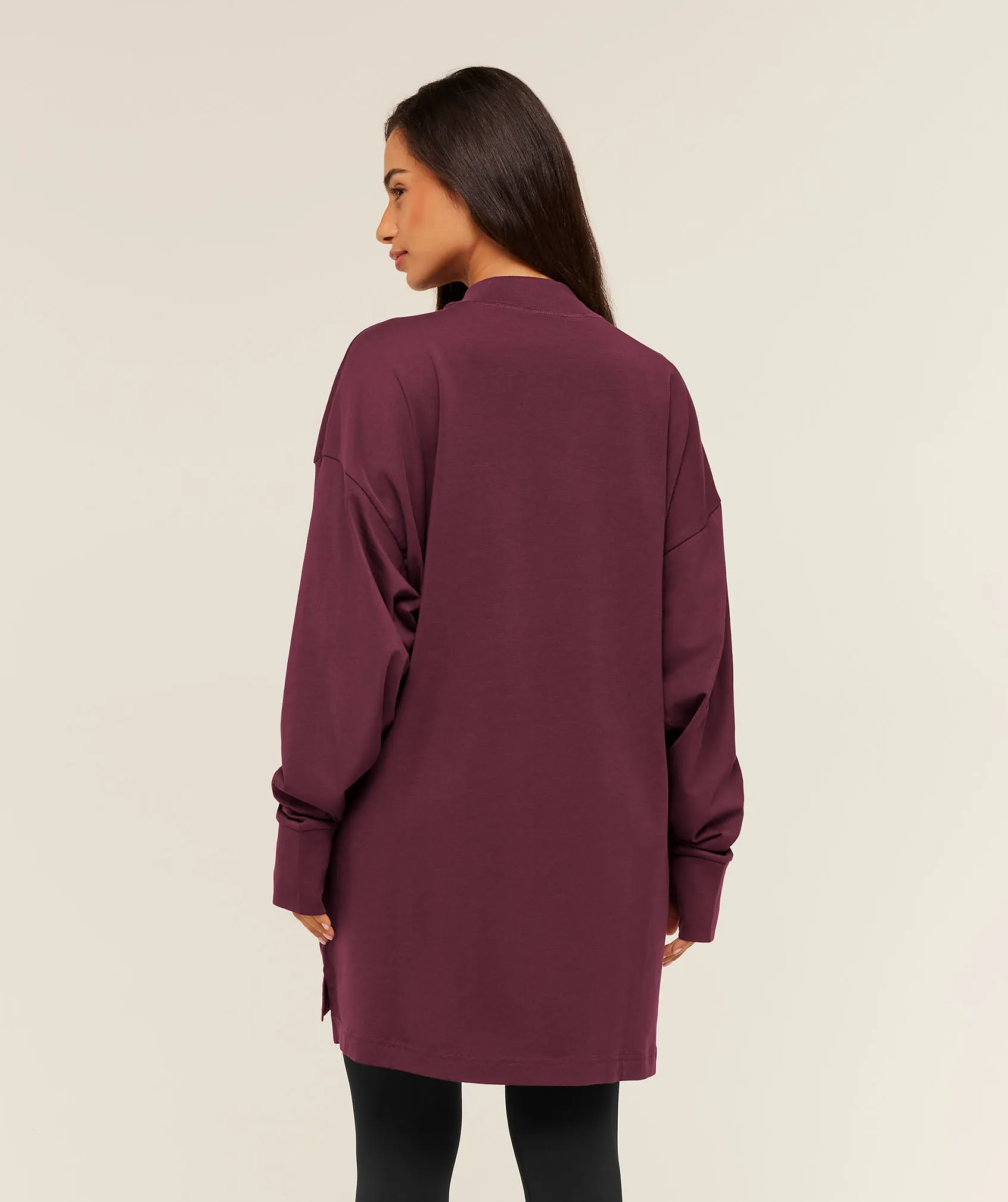 Gymshark Covered Longline Cotton Long Sleeve Top - GS Impact Burgundy sold by Gymshark product image thumbnail 2