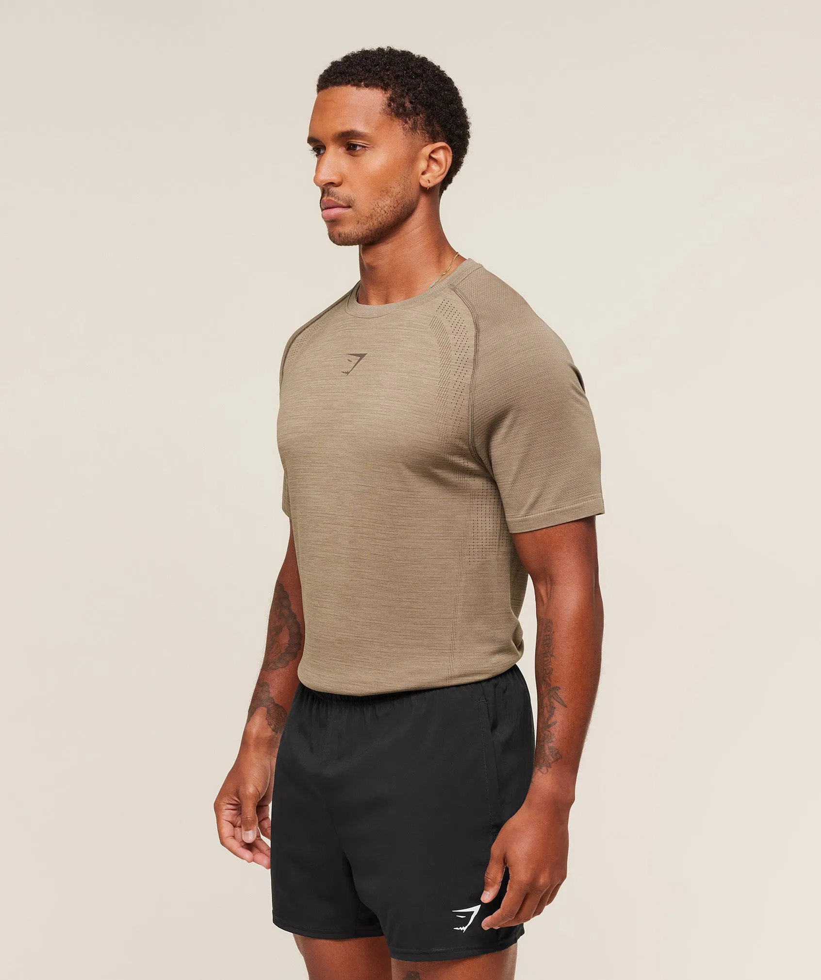 Gymshark Versatile Seamless T-Shirt - Cement Brown/Camo Brown sold by Gymshark product image thumbnail 3