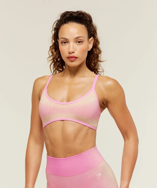 Gymshark Blush Seamless Light Support Sports Bra - Focus Pink/Sorbet Yellow made by Gymshark