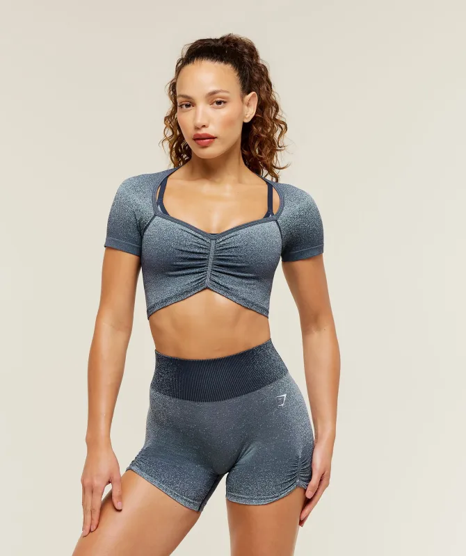Gymshark Blush Seamless Short Sleeve Top - Heavy Blue/Chilled Blue made by Gymshark