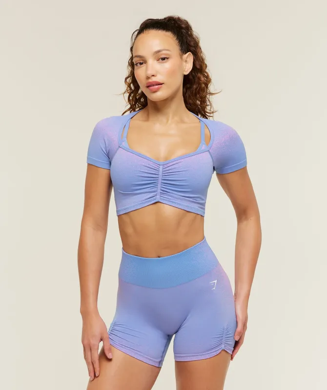 Gymshark Blush Seamless Short Sleeve Top - Steady Purple/Focus Pink made by Gymshark